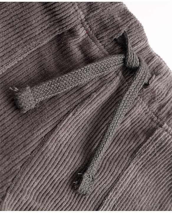 Babyhug 100% Cotton Knit Full Length Corduroy Pants - Grey