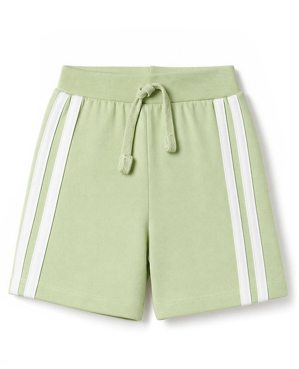 Babyhug 100% Cotton Jersey Knit Mid Thigh Happy Today Printed Shorts With Tape Detailing Pack Of 3 - Light Green Rust Orange & Blue