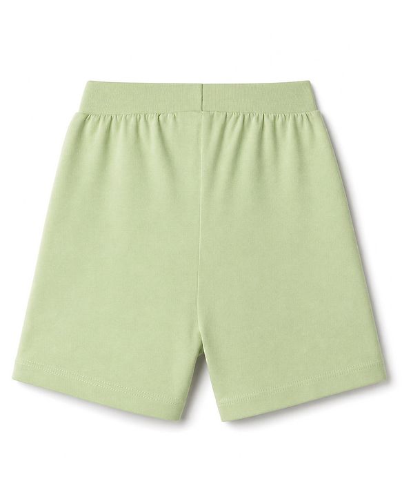 Babyhug 100% Cotton Jersey Knit Mid Thigh Happy Today Printed Shorts With Tape Detailing Pack Of 3 - Light Green Rust Orange & Blue
