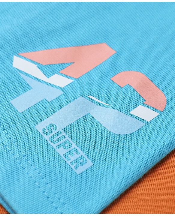 Babyhug 100% Cotton Jersey Knit Mid Thigh Happy Today Printed Shorts With Tape Detailing Pack Of 3 - Light Green Rust Orange & Blue