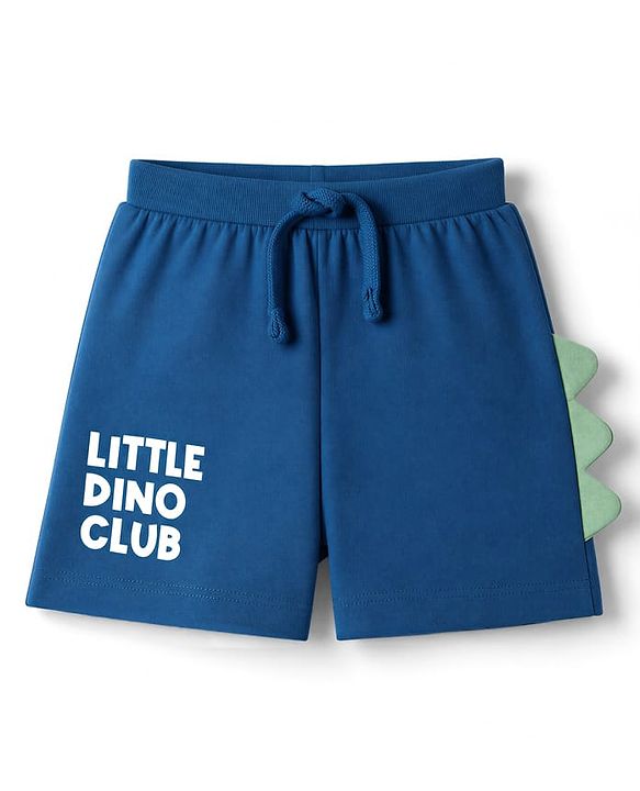 Babyhug 100% Cotton Jersey Knit Mid Thigh Little Dino Club Printed Shorts Pack Of 2 - Blue & Green