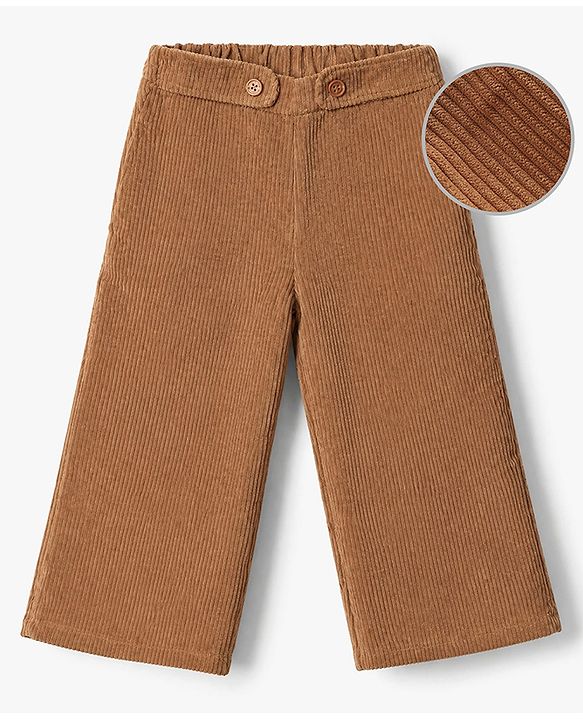 Babyhug Knit Full Length Solid Corduroy - Brown