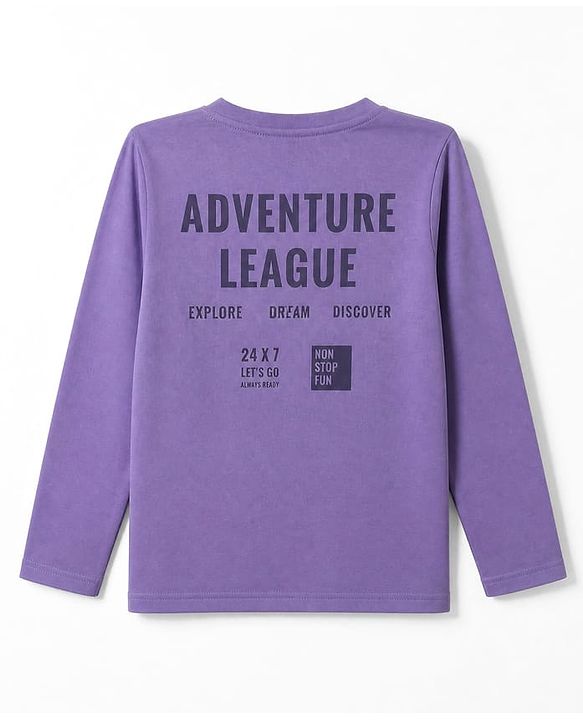 Pine Kids Cotton Knit Full Sleeves T-Shirt & Striped Pyjama Night Suit - Purple