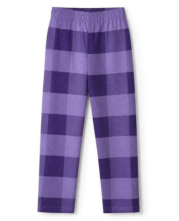 Pine Kids Cotton Knit Full Sleeves T-Shirt & Striped Pyjama Night Suit - Purple