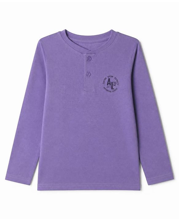 Pine Kids Cotton Knit Full Sleeves T-Shirt & Striped Pyjama Night Suit - Purple