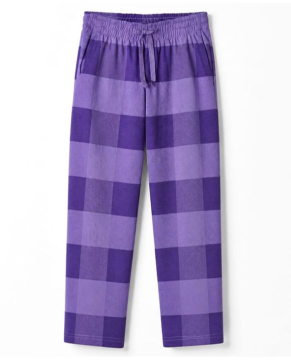 Pine Kids Cotton Knit Full Sleeves T-Shirt & Striped Pyjama Night Suit - Purple