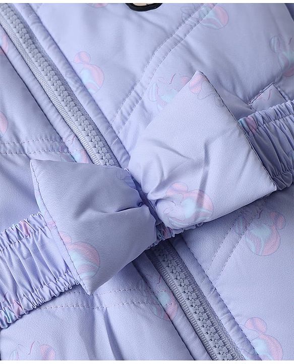 Babyhug Disney Woven Padded/Quilted/ Winter Jacket with Full Sleeves and Minnie Mouse Patch in Pink for 9-12 Months
