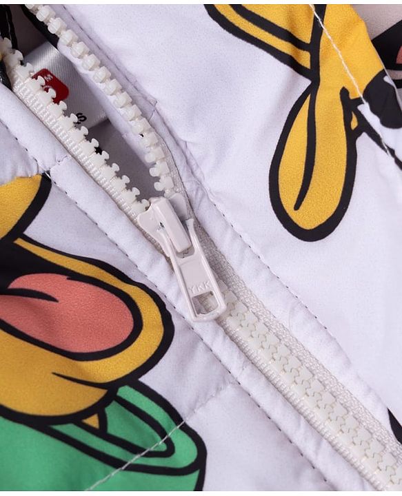 Babyhug Disney Woven Full Sleeves Padded Hooded Jacket Mickey  Mouse Print - White