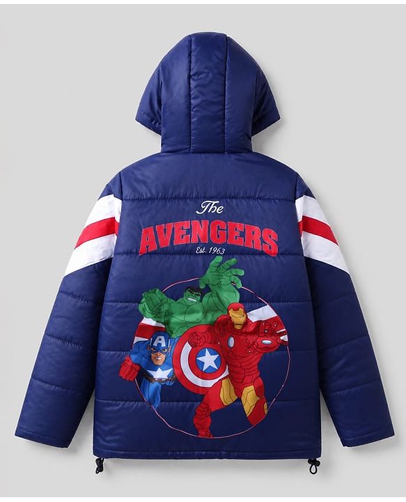 Pine Kids Marvel Woven Padded Winter Jacket with Full Sleeves and Avengers Superheroes Graphic - Blue