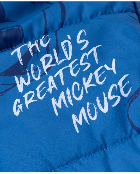Pine Kids Disney Woven Winter Jacket with Full Sleeves and Mickey Mouse Print in Blue for 5-6 Years