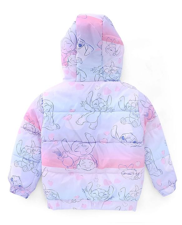 Babyhug Disney Padded Winter Jacket with Full Sleeves and Stitch Print in Blue for 6-9 Months