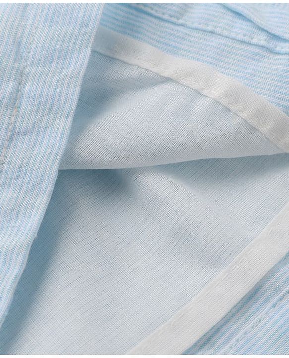 Babyhug Cotton Woven Fit and Flare Dress with Flutter Sleeves and Bow Applique in Light Blue
