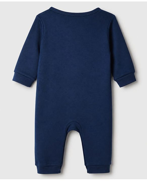 Babyhug 100% Cotton Interlock Knit Full Sleeves Rompers With Dino Print Pack of 2 - Navy Blue White