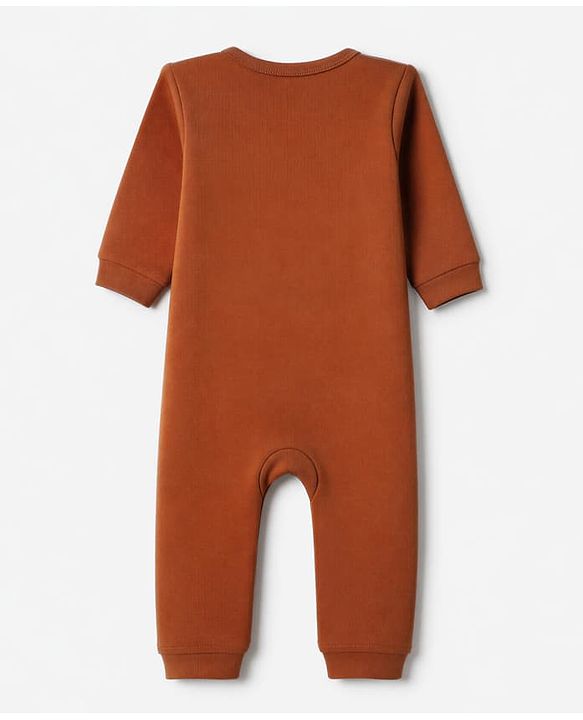 Babyhug 100% Cotton Interlock Knit Full Sleeves Rompers With Dino Print Pack of 2 - Brown & Beige