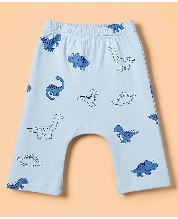 Babyhug 100% Cotton Knit Full Sleeves Onesies With Leggings With Dino Print - White