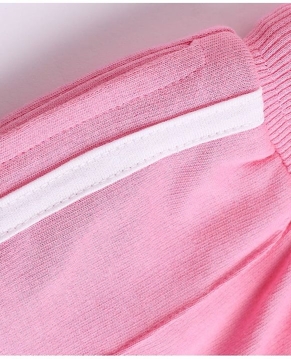 Babyhug 100% Cotton Looper Knit Mid Thigh Solid Shorts With Bow Applique - Pink