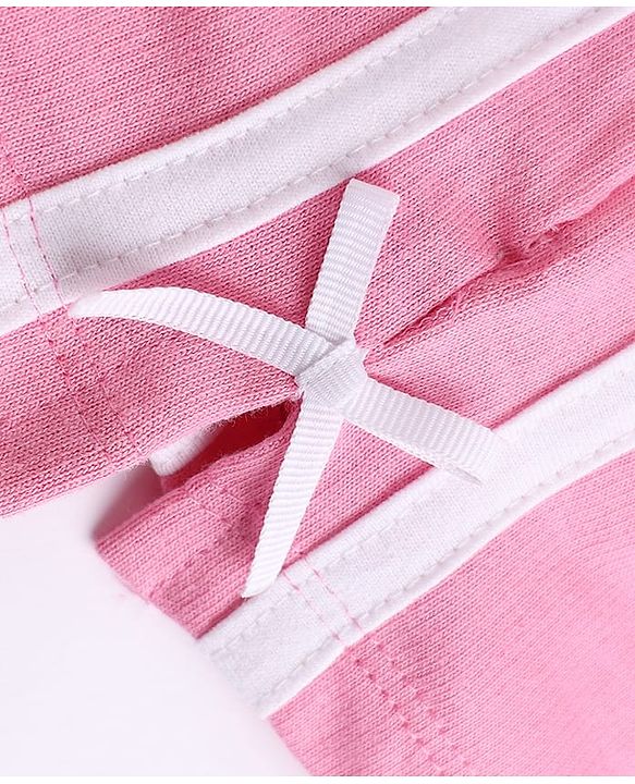 Babyhug 100% Cotton Looper Knit Mid Thigh Solid Shorts With Bow Applique - Pink