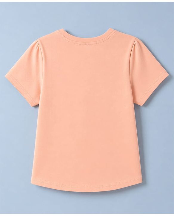 Pine Kids Cotton Knit Half sleeves T-Shirt & Pajama Night Suit With Floral Print -  White & Peach
