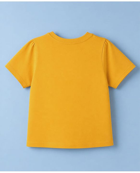 Pine Kids Cotton Knit Half Sleeves T-Shirt & Pyjama Night Suit With Floral Print - Yellow