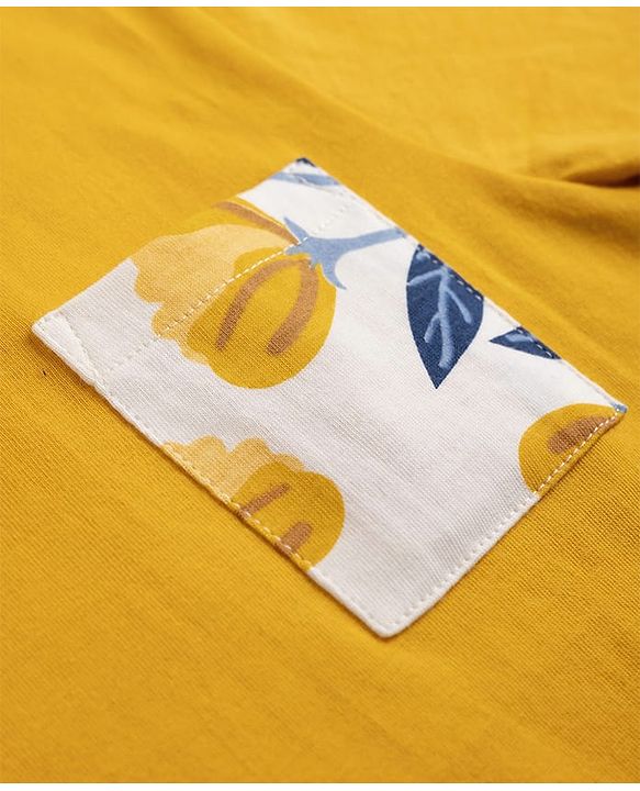 Pine Kids Cotton Knit Half Sleeves T-Shirt & Pyjama Night Suit With Floral Print - Yellow