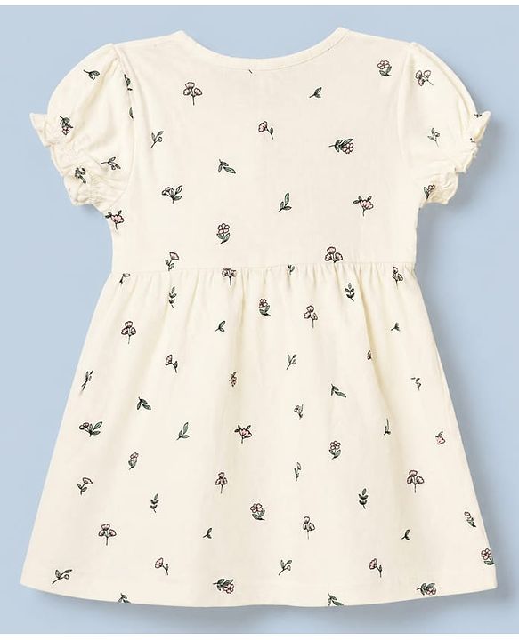 Babyhug Single Jersey Knit Half Sleeves Frock With Deer Print Pack of 2 in Yellow White