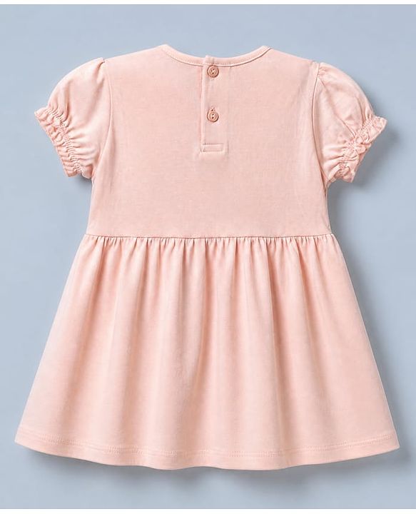 Babyhug Single Jersey Knit Puffed Sleeves Frocks with Cat & Hearts Print in White & Pink Pack of 2