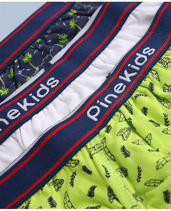 Pine Kids Cotton Elastane Knit Striped Briefs With Aeroplane Print Pack of 3 - Red & Blue