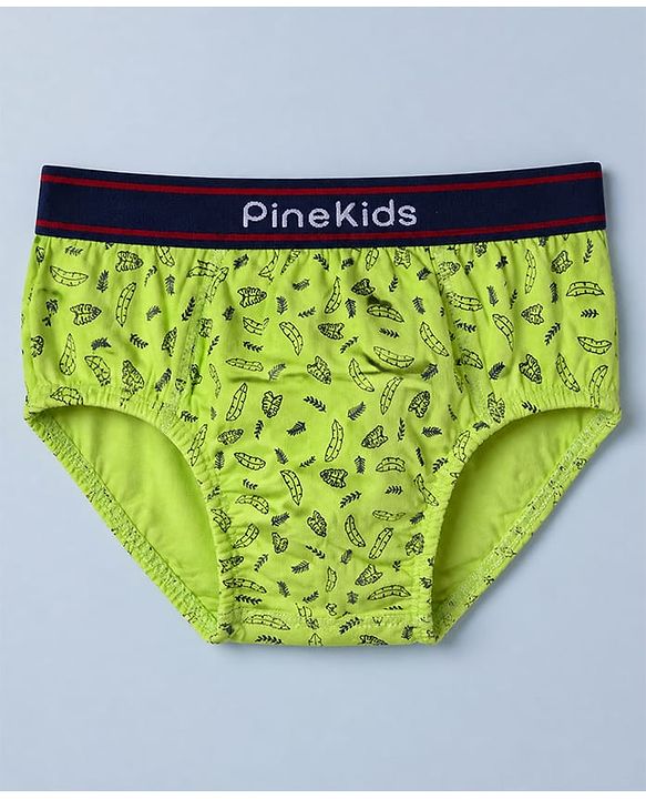 Pine Kids Cotton Elastane Knit Striped Briefs With Aeroplane Print Pack of 3 - Red & Blue