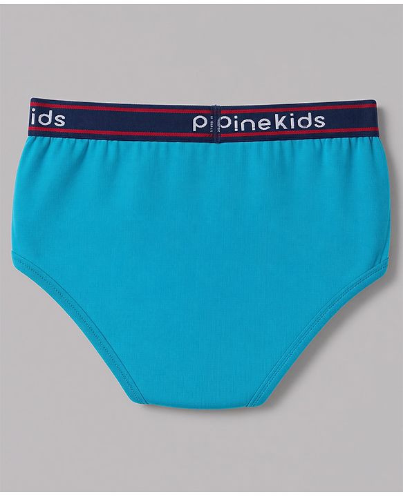 Pine Kids Cotton Elastane Knit  Male Briefs With  Football Print Pack of 3-Blue