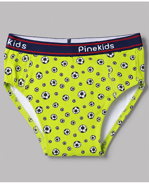 Pine Kids Cotton Elastane Knit  Male Briefs With  Football Print Pack of 3-Blue