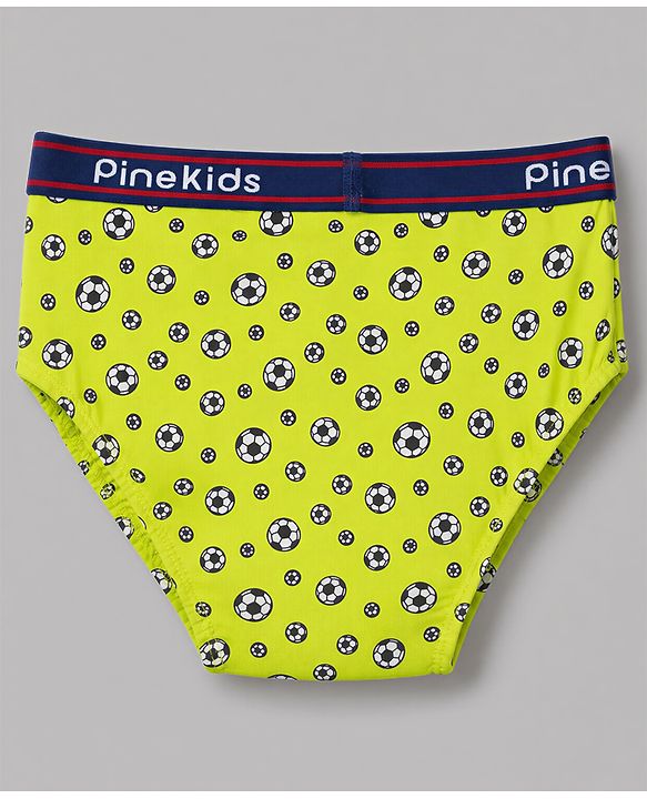 Pine Kids Cotton Elastane Knit  Male Briefs With  Football Print Pack of 3-Blue