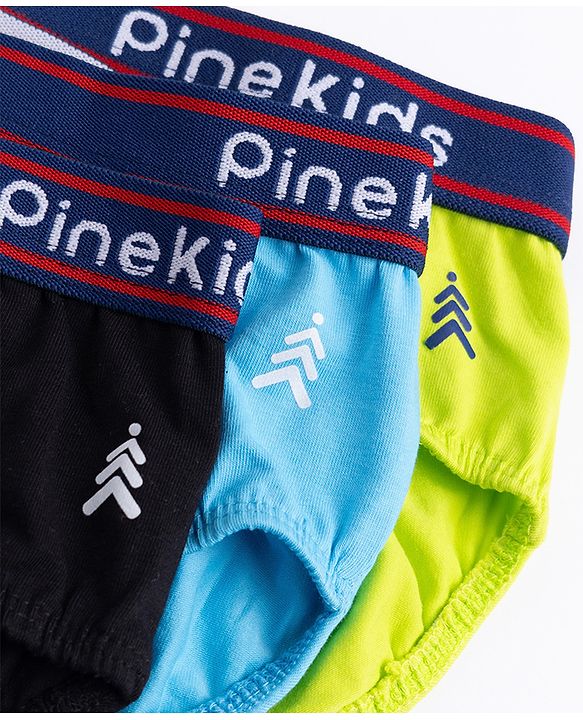 Pine Kids Cambric Knit Solid Brief Pack of 3 - Light Blue, Green & Black