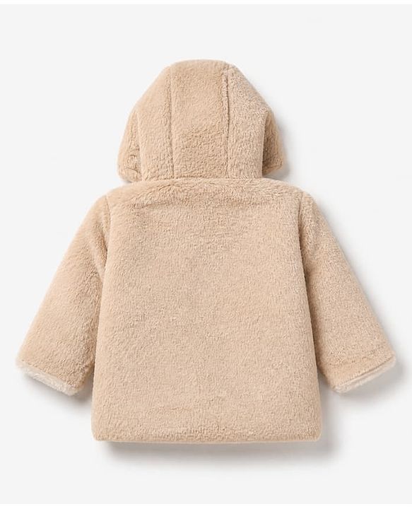Babyhug Woven Full Sleeves Hooded Winter Wear Suit with Bear Ear Applique in Brown