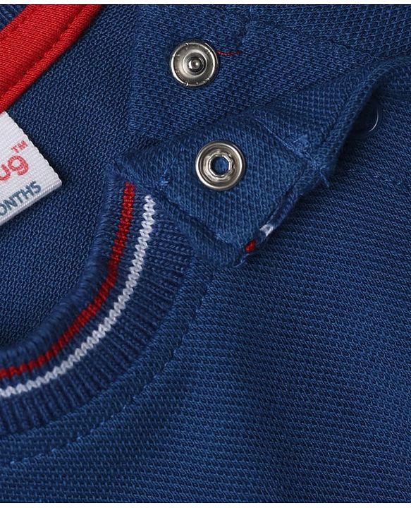 Babyhug 100% Cotton Single Jersey Knit Half Sleeves France Jersey Printed T-Shirt & Shorts Set - Navy