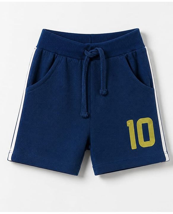 Babyhug 100% Cotton Single Jersey Knit Half Sleeves France Jersey Printed T-Shirt & Shorts Set - Navy