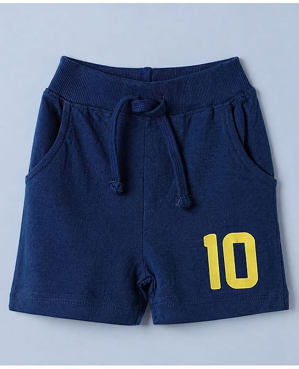 Babyhug 100% Cotton Single Jersey Knit Half Sleeves T-Shirt and Shorts Set with Espana Text Print - Red & Navy