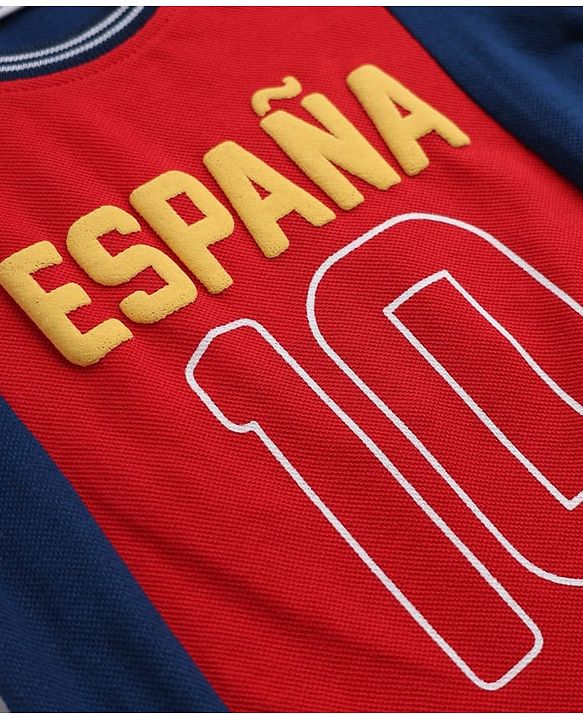 Babyhug 100% Cotton Single Jersey Knit Half Sleeves T-Shirt and Shorts Set with Espana Text Print - Red & Navy