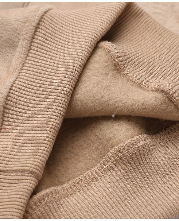 Babyhug Velour Knit Full Sleeves Winter Wear Suit With Lion Print & Cap - Tan