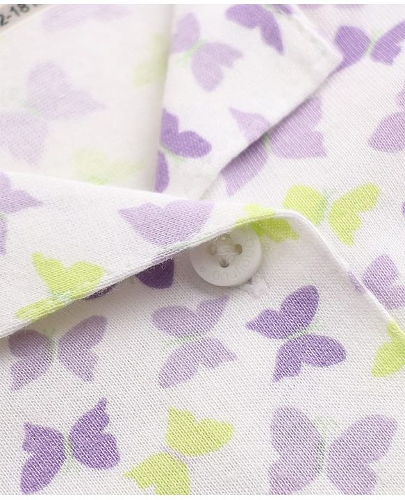 Babyhug Cotton Knit Front Open Full Sleeves Co-ord Shirt & Pajama Night Suit with Butterfly Print - White