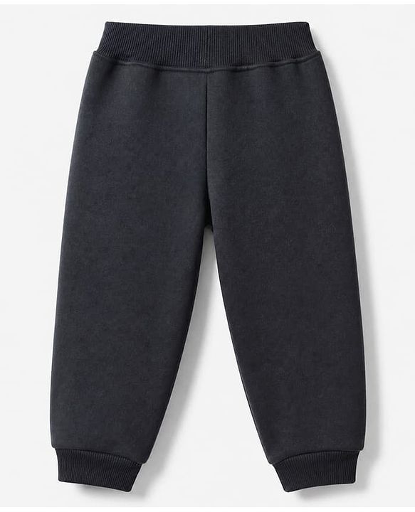 Babyhug Velour Knit Full Sleeves Winter T-Shirt & Jogger with Cap & Excavator Embroidered Patch - Navy Blue