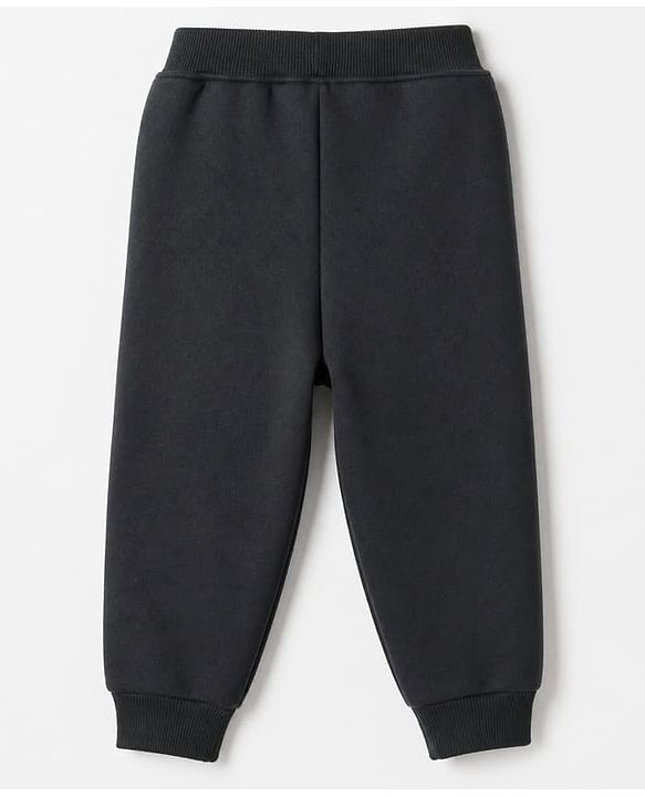 Babyhug Velour Knit Full Sleeves Winter T-Shirt & Jogger with Cap & Excavator Embroidered Patch - Navy Blue