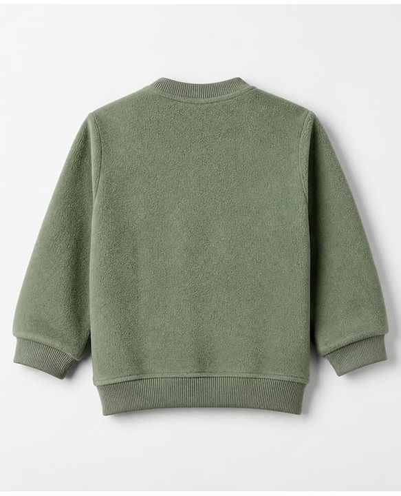 Babyhug Velour Knit Full Sleeves Winter T-Shirt and Jogger with Cap and Bear Patch - Dark Green