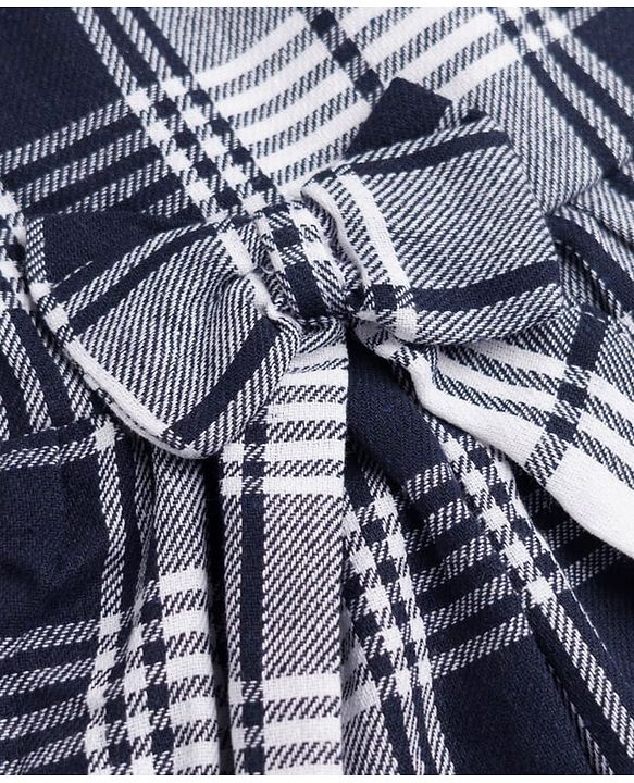 Babyhug Cotton Woven Frock and Legging with Full Sleeves and Checked Print in Blue for 3-6 Months