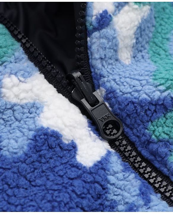 Babyhug Fur Woven Hoodies with Full Sleeves and Camouflage Print in Blue for 12-18 Months