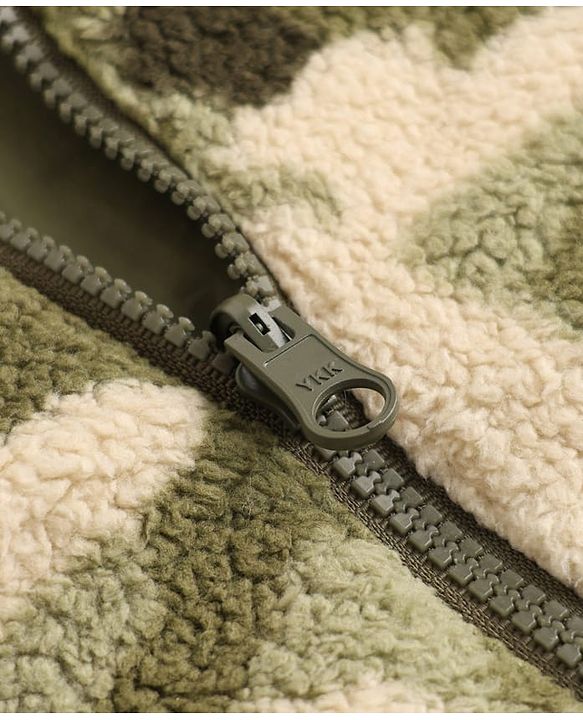 Babyhug Fur Woven Reversible Jackets with Full Sleeves and Camouflage Print in Olive Green