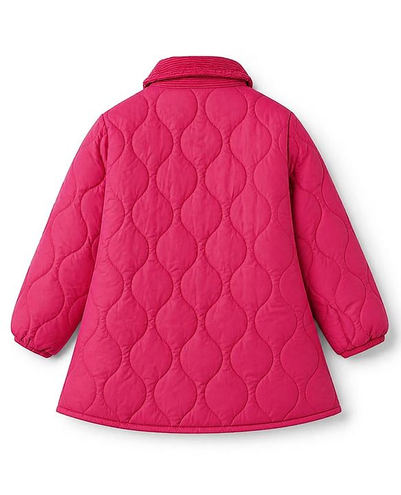 Babyhug Woven Padded/Quilted/ Winter Jacket with Full Sleeves and Bow Detail - Pink