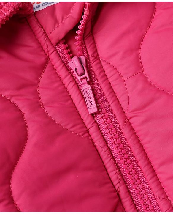 Babyhug Woven Padded/Quilted/ Winter Jacket with Full Sleeves and Bow Detail - Pink