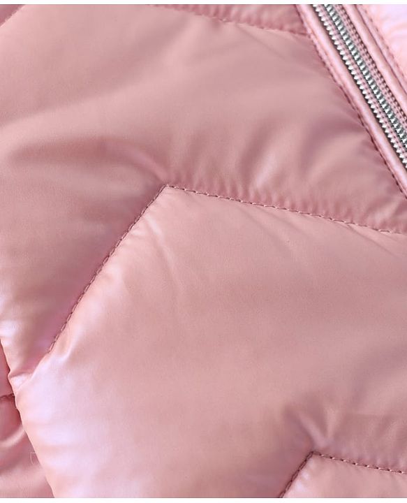 Babyhug Woven Full Sleeves Hooded Padded Quilted Winter Jacket - Pink