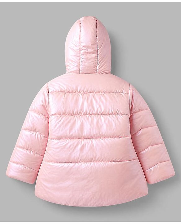 Babyhug Woven Full Sleeves Hooded Padded Quilted Winter Jacket - Pink