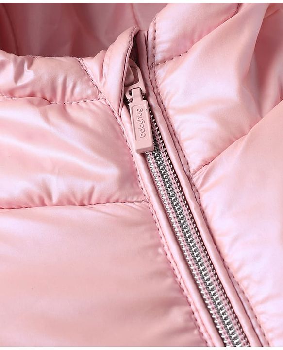Babyhug Woven Full Sleeves Hooded Padded Quilted Winter Jacket - Pink